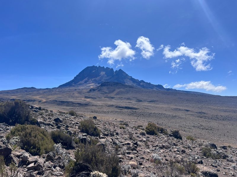 Alpine terrain: Alpine landscape along the Mount Kenya Sirimon Chogoria Traverse with moorlands and glacier views.